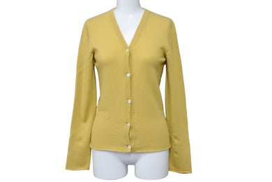 Lucien Pellat-Finet ルシアンペラフィネ カーディガン ピースマーク スパンコール イエロー カシミヤ サイズS 美品 中古 59951