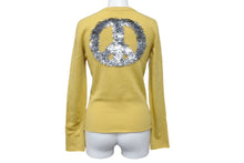 Load image into Gallery viewer, Lucien Pellat-Finet ルシアンペラフィネ カーディガン ピースマーク スパンコール イエロー カシミヤ サイズS 美品 中古 59951