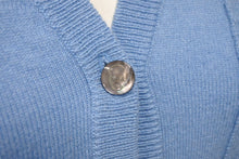 Load image into Gallery viewer, Lucien Pellat-Finet ルシアンペラフィネ カーディガン 胸ポケット ドクロモチーフ ブルー カシミヤ サイズS 美品 中古 59953