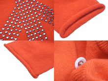 Load image into Gallery viewer, Lucien Pellat-Finet ルシアンペラフィネ カーディガン ピースマーク カシミヤ スワロフスキー オレンジ サイズS 美品 中古 59955