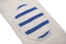 Load image into Gallery viewer, Lucien Pellat-Finet ルシアンペラフィネ カーディガン ボーダー ドクロモチーフ ブルー アイボリー カシミヤ サイズS 美品 中古 59956