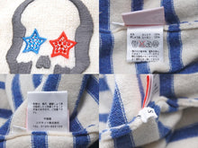 Load image into Gallery viewer, Lucien Pellat-Finet ルシアンペラフィネ カーディガン ボーダー ドクロモチーフ ブルー アイボリー カシミヤ サイズS 美品 中古 59956