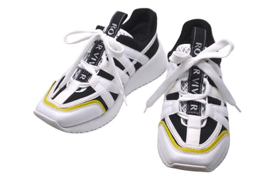 ROGER VIVIER ロジェヴィヴィエ スニーカー ラバー メッシュ ロゴ ブラック ホワイト イエロー サイズ35 1/2 美品 中古 59972