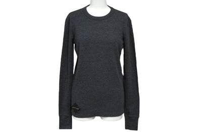 CHROME HEARTS クロムハーツ 長袖Ｔシャツ グンゼ クロスパッチ スクロールラベル コットン ポリエステル グレー XS 美品 中古 60034