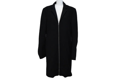 HOOD BY AIR FW16 フードバイエアー HBA メルトンジップロングコート バックロゴパーツ付き ブラック ホワイト サイズS 60036