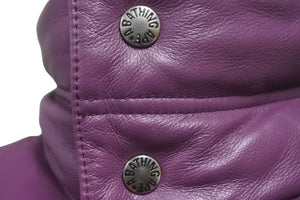 A BATHING APE アベイシングエイプ レザーダウンジャケット パープル ノーウェア期 NIGO サイズM 美品 中古 60037 