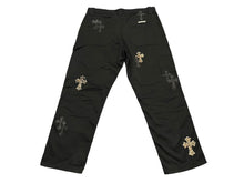 Load image into Gallery viewer, CHROME HEARTS クロムハーツ カーペンターロングパンツ ダブルニー ブラック クロスパッチ レオパード シルバー925 サイズ36 美品 中古 60041