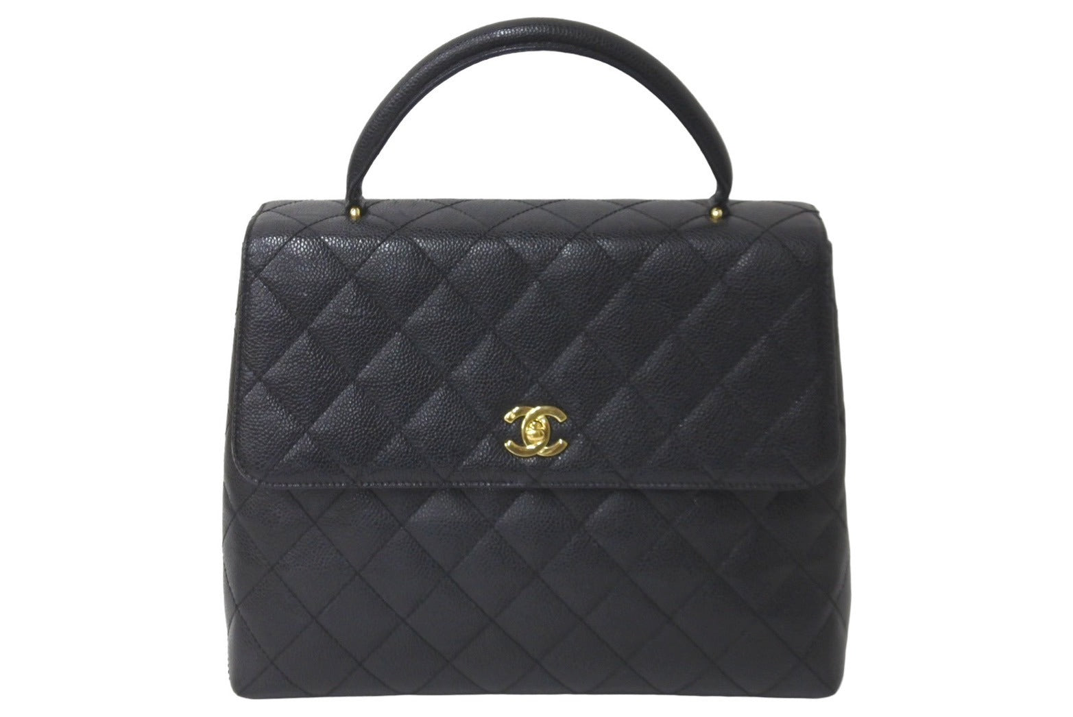 CHANEL (シャネル) ハンドバッグ キャビアスキン マトラッセ ブラック