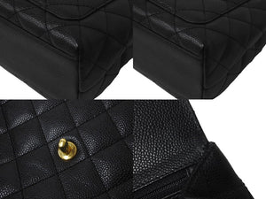 極美品 CHANEL シャネル ハンドバッグ マトラッセ ケリートップ 9番台 ココマーク ブラック キャビアスキン ゴールド金具 中古 60043