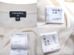 CHANEL シャネル ラパウザ ニット ココマーク ロゴ ホワイト 2019年 カシミヤ サイズ34 P60447K46038 美品 中古 60047