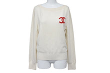 Load image into Gallery viewer, CHANEL シャネル ラパウザ ニット ココマーク ロゴ ホワイト 2019年 カシミヤ サイズ34 P60447K46038 美品 中古 60047
