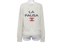 Load image into Gallery viewer, CHANEL シャネル ラパウザ ニット ココマーク ロゴ ホワイト 2019年 カシミヤ サイズ34 P60447K46038 美品 中古 60047