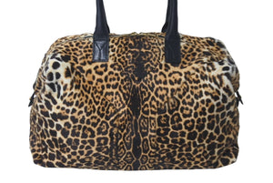 YVES SAINT LAURENT イヴサンローラン ハンドバッグ EASY 208314 ヒョウ柄 ハラコ レザー ブラック ブラウン 美品 中古 60093 