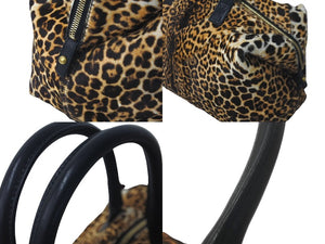 YVES SAINT LAURENT イヴサンローラン ハンドバッグ EASY 208314 ヒョウ柄 ハラコ レザー ブラック ブラウン 美品 中古 60093 