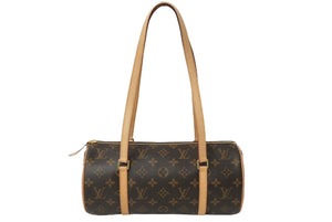 新品同様 LOUIS VUITTON ルイヴィトン モノグラム パピヨン30 ハンドバッグ ブラウン 新型 M40711 ロゴ ワンショルダー 中古 60107