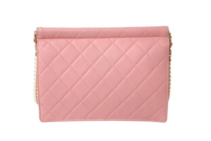 CHANEL シャネル マトラッセ チェーンショルダーバッグ パール ピンク 27番台 ラムスキン ゴールド金具 美品 中古 60111