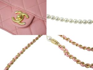 CHANEL シャネル マトラッセ チェーンショルダーバッグ パール ピンク 27番台 ラムスキン ゴールド金具 美品 中古 60111