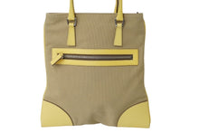 Load image into Gallery viewer, PRADA プラダ CANAPA + CINGHI ハンドバッグ イエロー ベージュ キャンバス レザー 手持ち トライアングルロゴ 良品 中古 60112