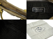 Load image into Gallery viewer, PRADA プラダ CANAPA + CINGHI ハンドバッグ イエロー ベージュ キャンバス レザー 手持ち トライアングルロゴ 良品 中古 60112