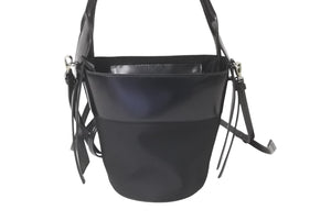極美品 PRADA プラダ ショルダーバッグ ウーヴェルチュール バケットバッグ ブラック 1BE015 シルバー金具 中古 60115 