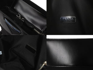 極美品 PRADA プラダ ショルダーバッグ ウーヴェルチュール バケットバッグ ブラック 1BE015 シルバー金具 中古 60115 