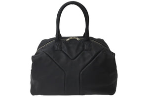 YVES SAINT LAURENT イヴ サンローラン ハンドバッグ EASY 208314 レザー ブラック シルバー金具 美品 中古 60116 