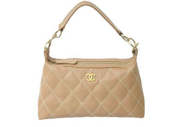 CHANEL シャネル ショルダーバッグ A20663 ワイルドステッチ ココマーク 8番台 2003年 ラムスキン ベージュ 美品 中古 60120