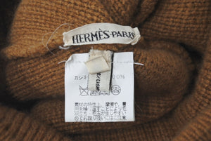 HERMES エルメス ニットキャップ ビーニー Hロゴ ブラウン HERMES エルメス ニットキャップ ビーニー Hロゴ ブラウン