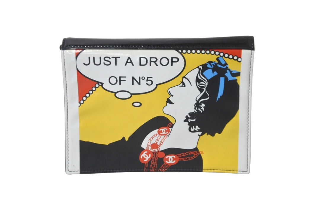 CHANEL シャネル マドモアゼル JUST A DROP OF NO.5 クラッチバッグ 7番台 A17585 エナメル ココマーク 中古 60126