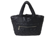 Load image into Gallery viewer, 極美品 CHANEL シャネル トートバッグ コココクーン 17番台 ココマーク ブラック ナイロン レザー シルバー金具 中古 60128