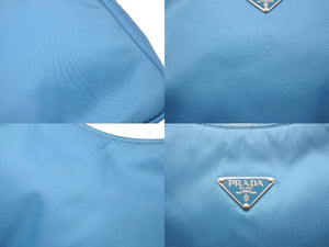 PRADA プラダ ホーボー ハンドバッグ ブルー水色 ナイロン トライアングルロゴ 鞄に入れてワンショルダー 美品 中古 60130 