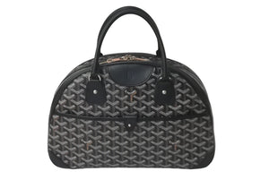GOYARD ゴヤール ハンドバッグ サンジャンヌPM ブラック 廃盤 ゴヤールディンキャンバス レザー シルバー金具 良品 中古 60141