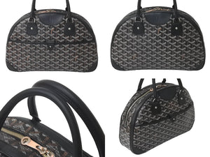 GOYARD ゴヤール ハンドバッグ サンジャンヌPM ブラック 廃盤 ゴヤールディンキャンバス レザー シルバー金具 良品 中古 60141