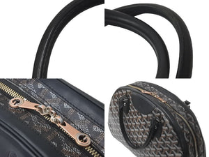 GOYARD ゴヤール ハンドバッグ サンジャンヌPM ブラック 廃盤 ゴヤールディンキャンバス レザー シルバー金具 良品 中古 60141