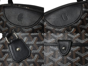 GOYARD ゴヤール ハンドバッグ サンジャンヌPM ブラック 廃盤 ゴヤールディンキャンバス レザー シルバー金具 良品 中古 60141