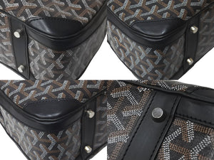 GOYARD ゴヤール ハンドバッグ サンジャンヌPM ブラック 廃盤 ゴヤールディンキャンバス レザー シルバー金具 良品 中古 60141