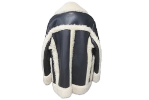 新品同様 Sacai サカイ フェイクシアリング ブルゾン ボアジャケット 22-02902M 22AW ブラック アイボリー 1 中古 60149