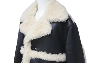 新品同様 Sacai サカイ フェイクシアリング ブルゾン ボアジャケット 22-02902M 22AW ブラック アイボリー 1 中古 60149