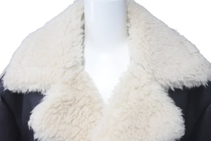 新品同様 Sacai サカイ フェイクシアリング ブルゾン ボアジャケット 22-02902M 22AW ブラック アイボリー 1 中古 60149