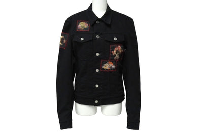 極美品 DIOR HOMME ディオール オム 亀井徹 ヴァニタスパッチ デニム ジャケット 17SS ブラック サイズ44 763C484K5894 中古 60152
