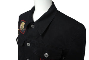 極美品 DIOR HOMME ディオール オム 亀井徹 ヴァニタスパッチ デニム ジャケット 17SS ブラック サイズ44 763C484K5894 中古 60152