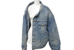 BALENCIAGA バレンシアガ 21AW ライニングチェックアシンメトリーパデットデニムジャケット デストロイ662747 サイズXS 美品 中古 60153