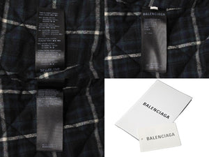 BALENCIAGA バレンシアガ 21AW ライニングチェックアシンメトリーパデットデニムジャケット デストロイ662747 サイズXS 美品 中古 60153