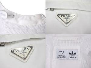極美品 PRADA × Adiddas プラダ × アディダス 21AW ナイロンジャケット RE-Nylon SGB964 ホワイト サイズ50 中古 60154