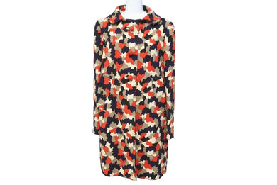 極美品 PRADA プラダ コート カモフラージュ P6546 1B1F レッド ネイビー ベージュ ウール サイズ42 中古 60158 