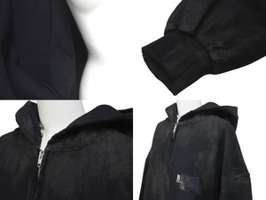 新品同様 BALENCIAGA バレンシアガ キャンペーンロゴダメージ加工ジップアップフーディー サイズL ブラック 720424TNVK5 中古 60186