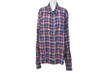 Load image into Gallery viewer, CHROME HEARTS クロムハーツ 長袖チェックシャツ BSフレアボタン BSフレアパッチ レッド ブルー サイズXL 美品 中古 60190