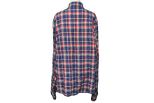 Load image into Gallery viewer, CHROME HEARTS クロムハーツ 長袖チェックシャツ BSフレアボタン BSフレアパッチ レッド ブルー サイズXL 美品 中古 60190