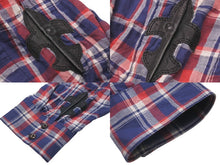 Load image into Gallery viewer, CHROME HEARTS クロムハーツ 長袖チェックシャツ BSフレアボタン BSフレアパッチ レッド ブルー サイズXL 美品 中古 60190