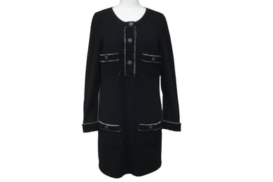 CHANEL シャネル ワンピース ニット ココマーク ココボタン ブラック カシミヤ サイズ36 P42061W04956 美品 中古 60203